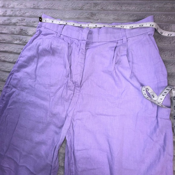 Abercrombie & Fitch Pants Women's‎ Medium Lilac Linen Blend Wide Leg High Waist - Picture 9 of 15
